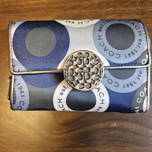 Coach Blue and Gray Patterned Wallet